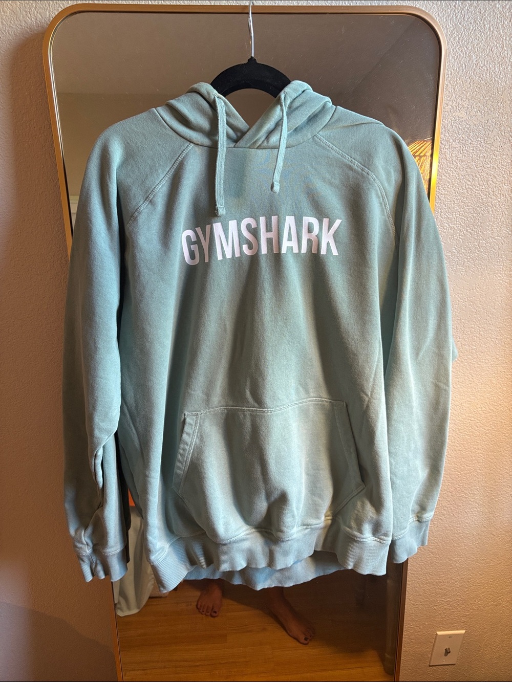 Gymshark Pullover Hoodie in Sage Green with White Logo